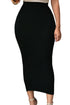 Sexy Solid Black High-waisted Bodycon Maxi Skirt